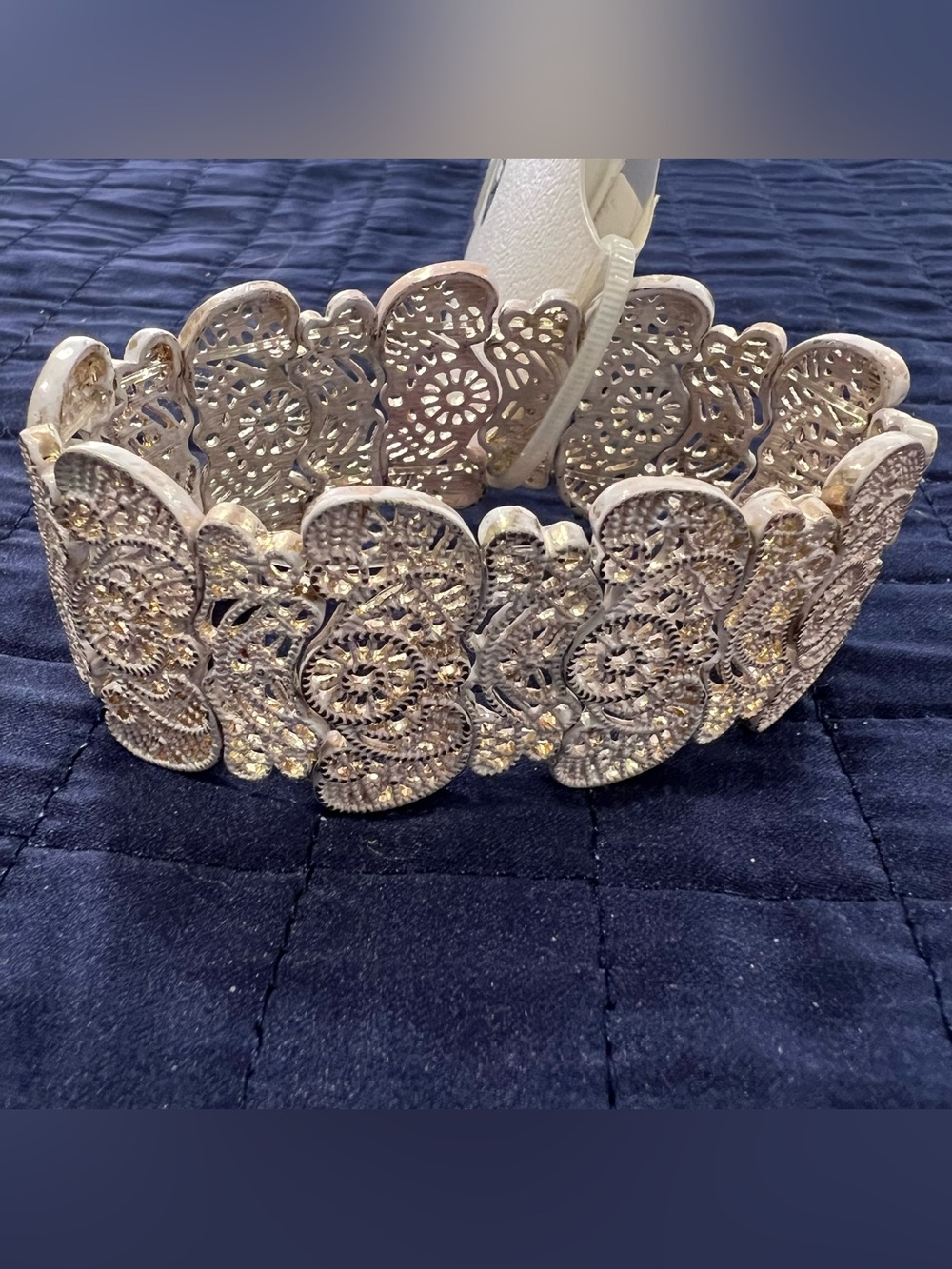 Blush and Gold Filigree Stretch Bracelet